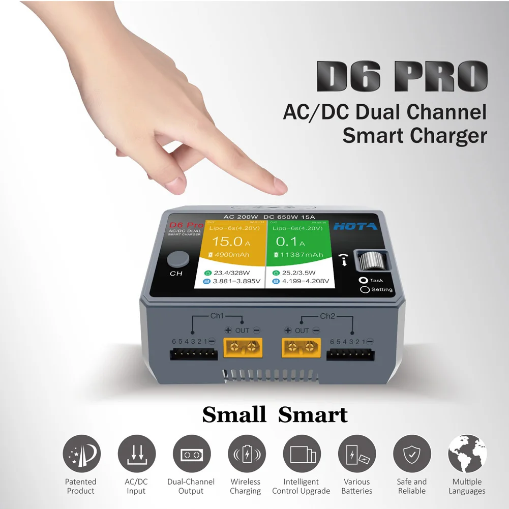 Cargador y Descargador de Bate - Hota D6 Pro Dual Lipo Charger reseña y precio